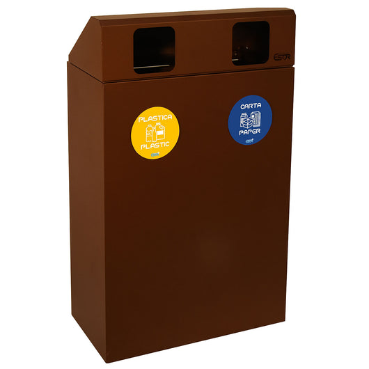 Mobile per Raccolta Differenziata 2 Scomparti 120 L 60x30x96 cm in Acciaio Verniciato Corten