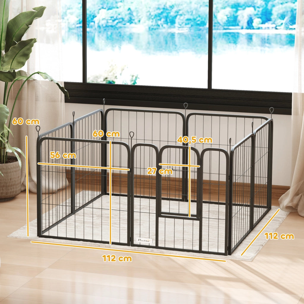 Recinto per Cani 8 Pannelli Modulabile Pieghevole ¨C zephmum ¨C Nero 60 cm