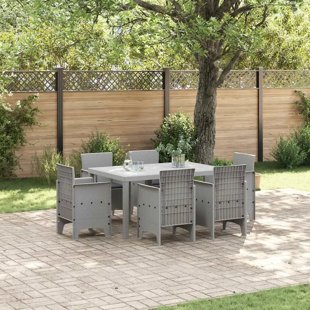 Set da Pranzo per Giardino 7 pcs Grigio chiaro Rattan Polt