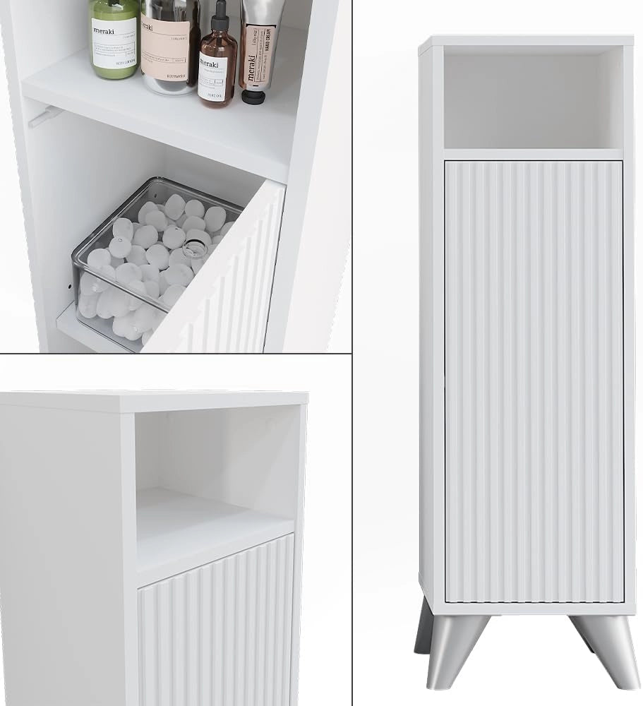 mobiletto bagno Leano, Bianco, 30 x 97 cm con porta