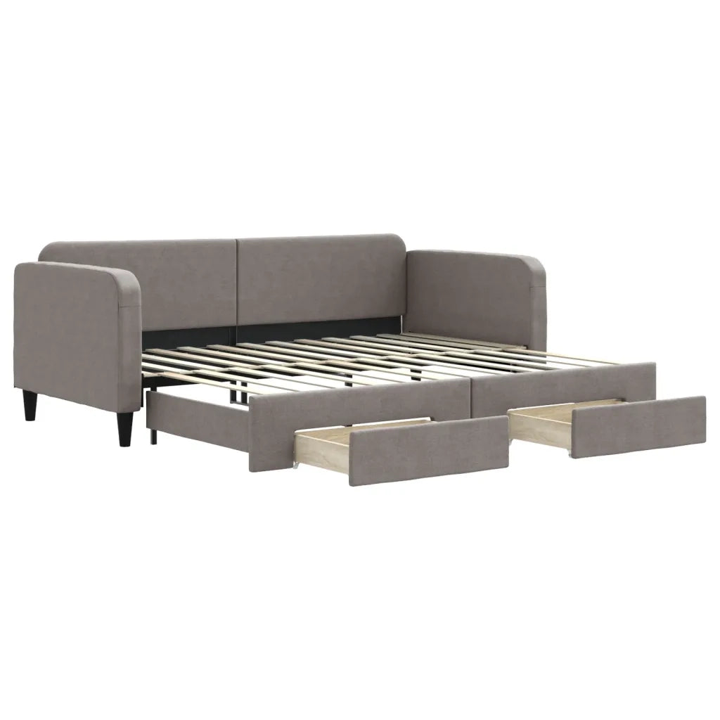 Divano Letto Estraibile con Cassetti-Sofa Letto-Daybed Tortora 90x200 cm Tessuto 566585