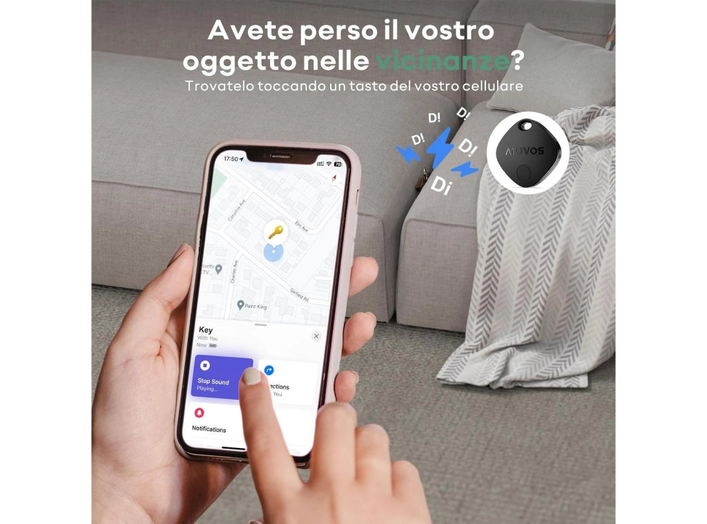 Localizzatore Air Tag Compatibile Apple solo iOS Adatto per Bagagli Valigie Zaini Borse Batteria Sostituibile  Confezione da 2