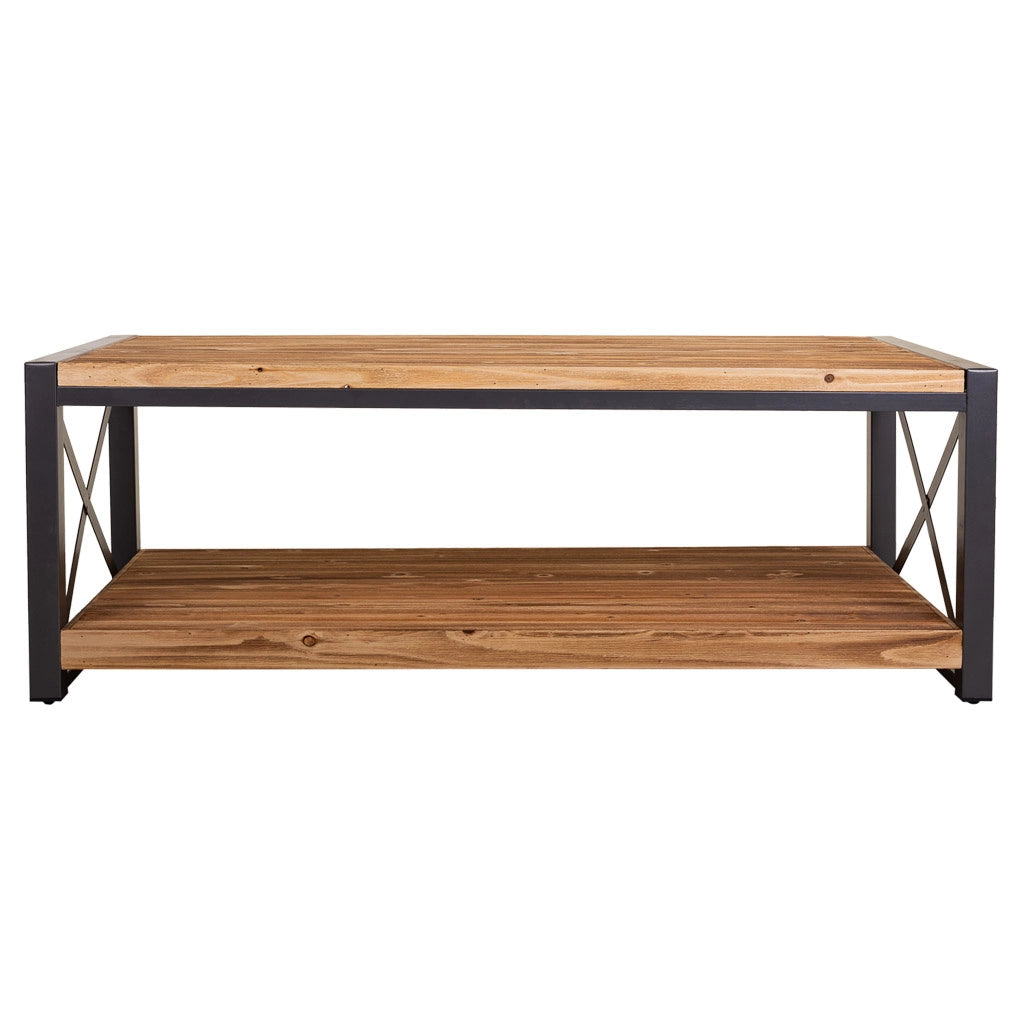 Tavolino da caffè in metallo e legno 122x60x43,5h cm