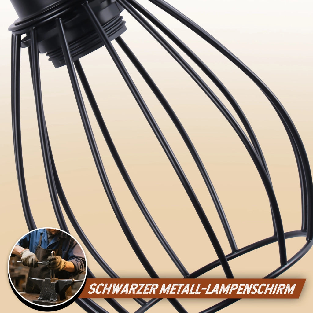ZMH Lampada da tavolo vintage legno nero industriale metallo E27 senza lampadina per soggiorno ufficio