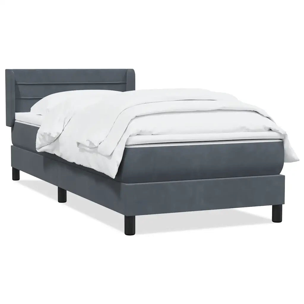 Giroletto a Molle con Materasso Grigio Scuro 90x220 cm Velluto 3318226
