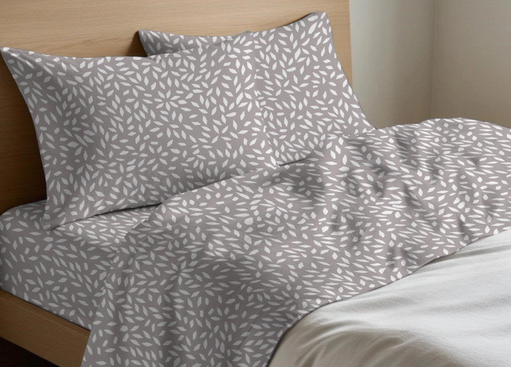 Completo Lenzuola Letto In 100% Cotone Made Italy Disegno Mosaico - Maxi - Beige