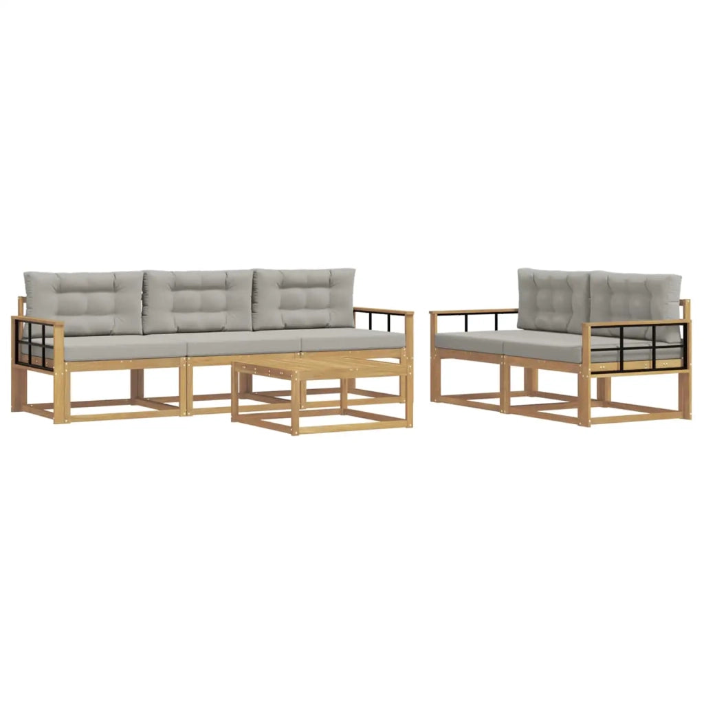 Set di divani da esterno 6 pz Bianco e Grigio Chiaro 3386070