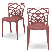 Set 2 sedie in polipropilene ARMONIA, impilabile, resistente ai raggi UV, design moderno, ideale per sala da pranzo, cucina, sala d’attesa, bar, ristoranti o giardino, colore Mattone