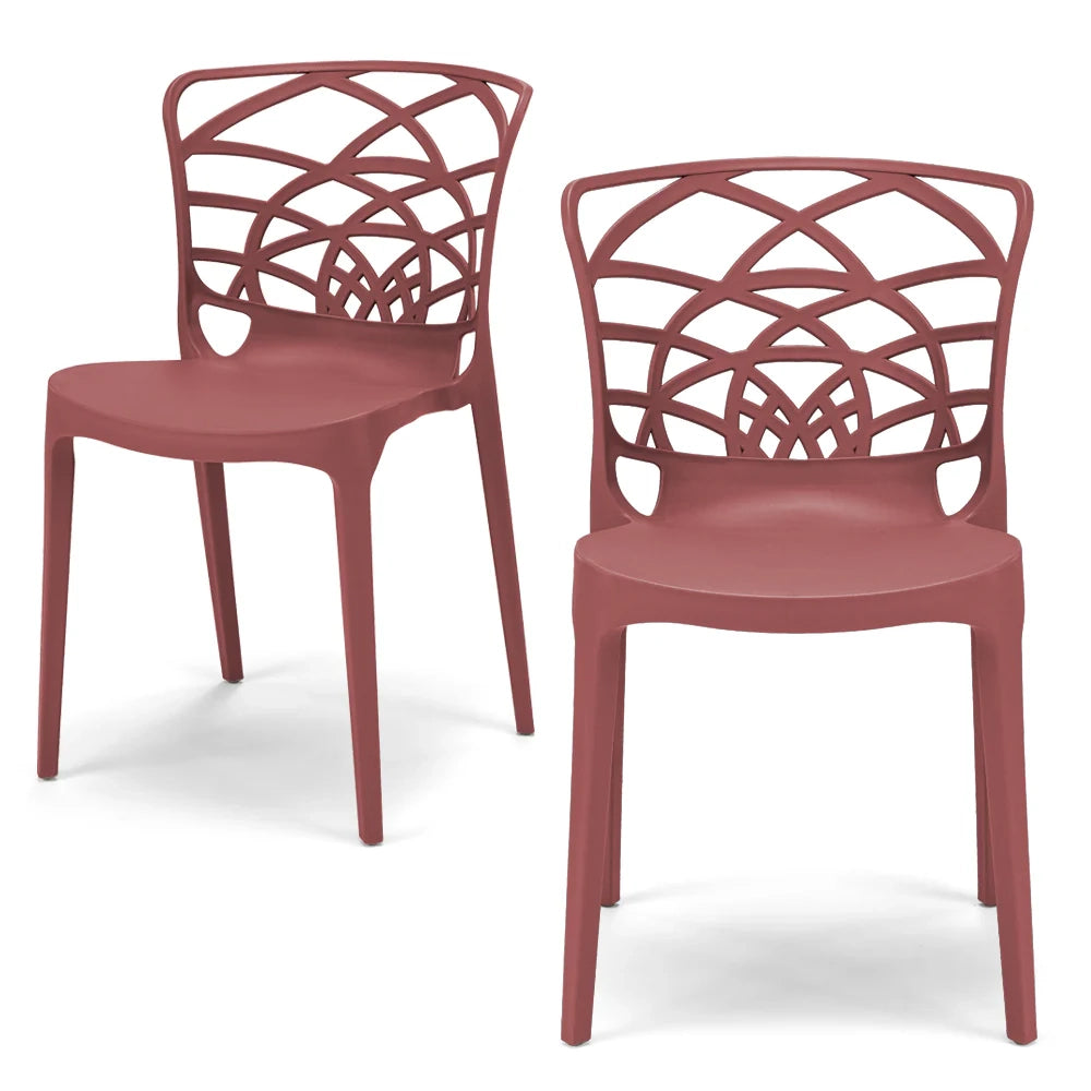 Set 2 sedie in polipropilene ARMONIA, impilabile, resistente ai raggi UV, design moderno, ideale per sala da pranzo, cucina, sala d’attesa, bar, ristoranti o giardino, colore Mattone