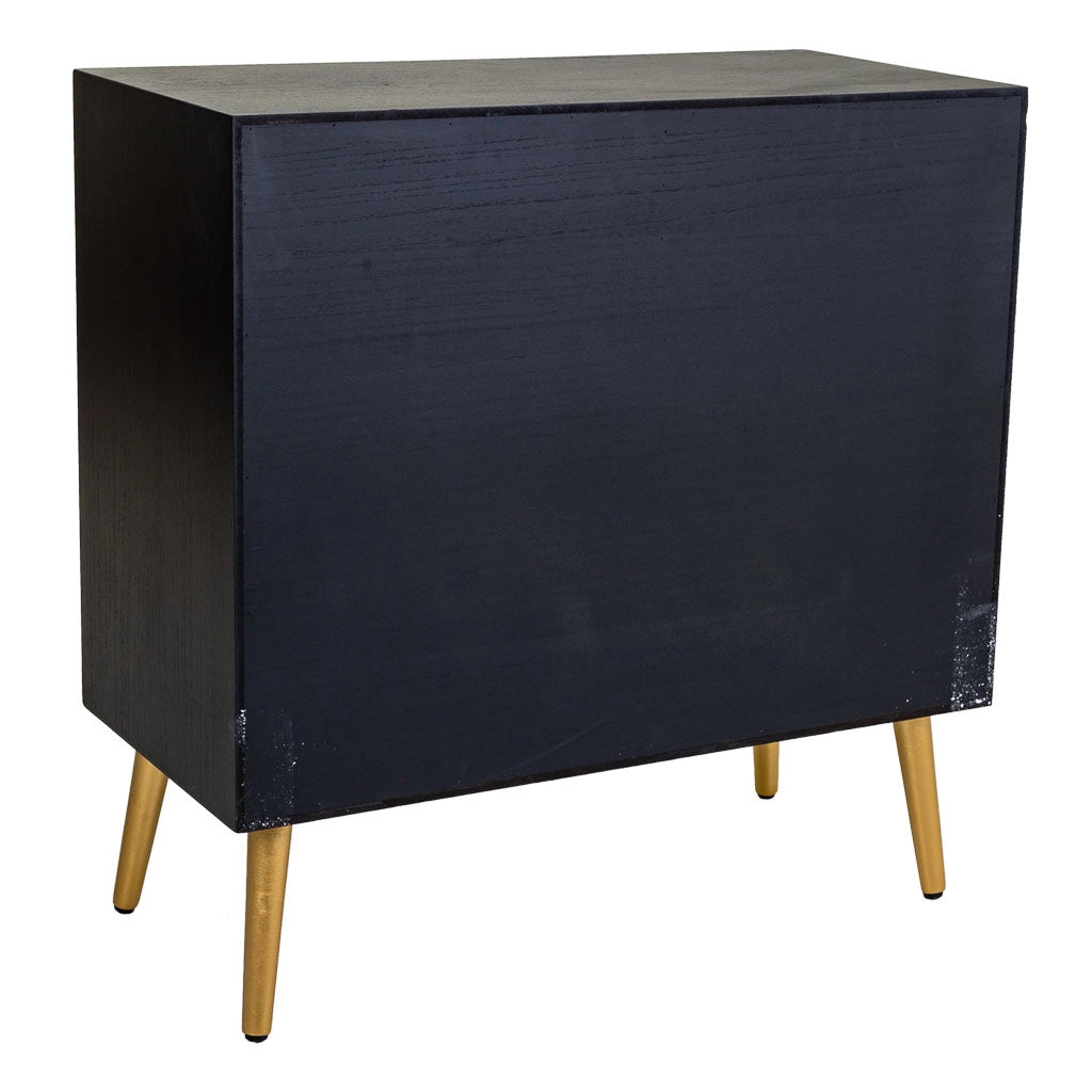 Cassettiera in legno e rete laccata nera 80x39,5x81h