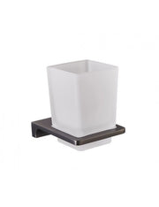 Portabicchieri NIL in vetro e ottone metallo grigio 10x6,35x9,7cm