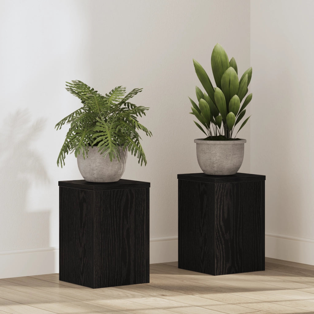Supporti per Piante 2 pz Rovere Nero 20x20x30 cm Legno ingegnerizzato
