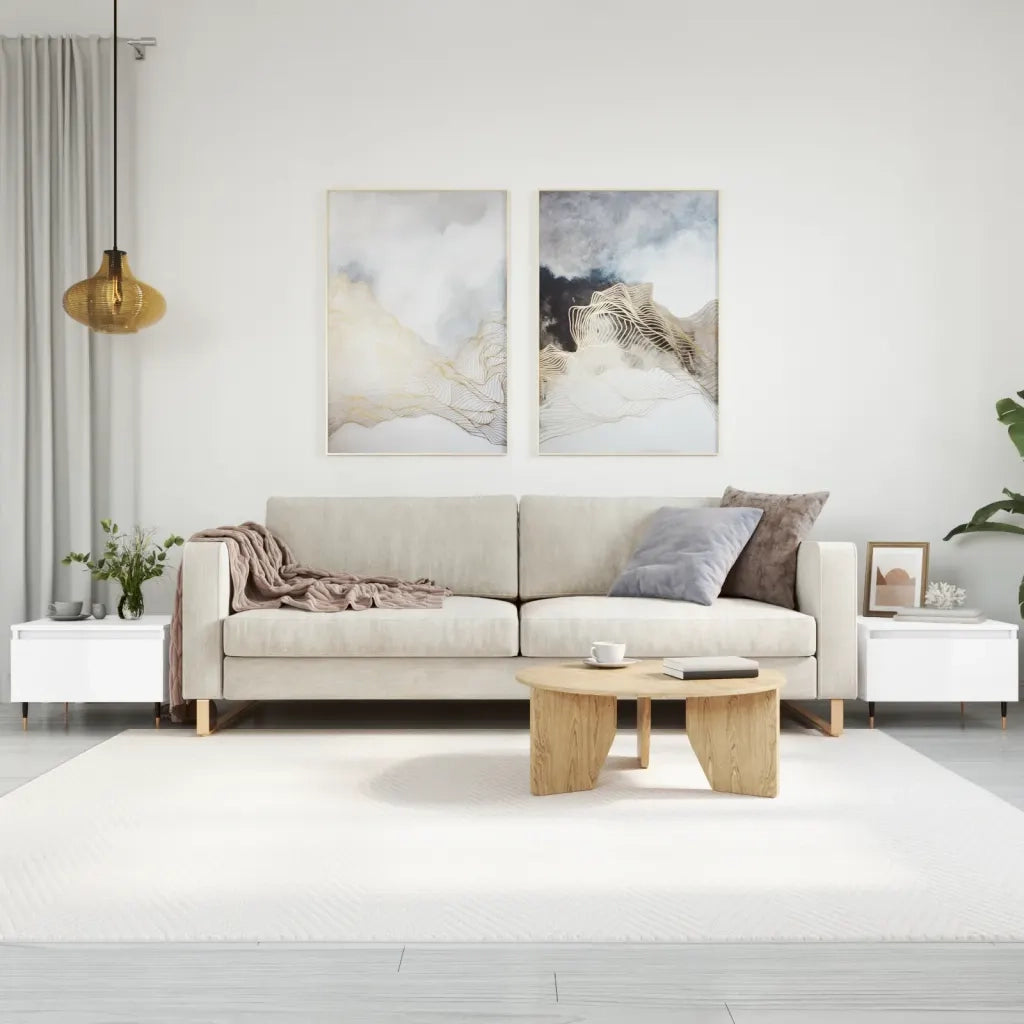 2 pz Tavolini salotto | Tavolino da caff¨¨ | Tavolino da Soggiorno Bianco Lucido 50x46x35cm Legno Multistrato