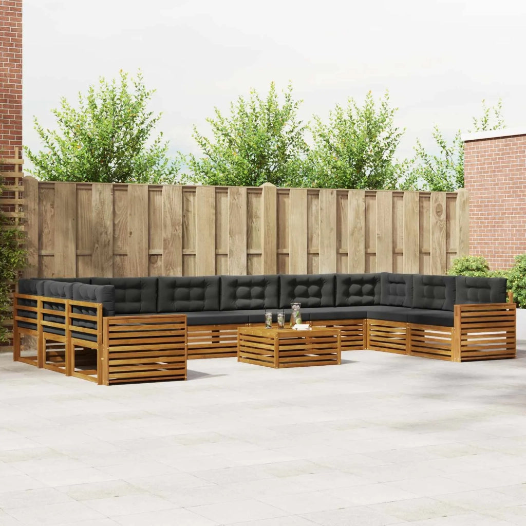 Set divani 11 pcs Naturale e Antracite Legno di Acacia Massello 3374257