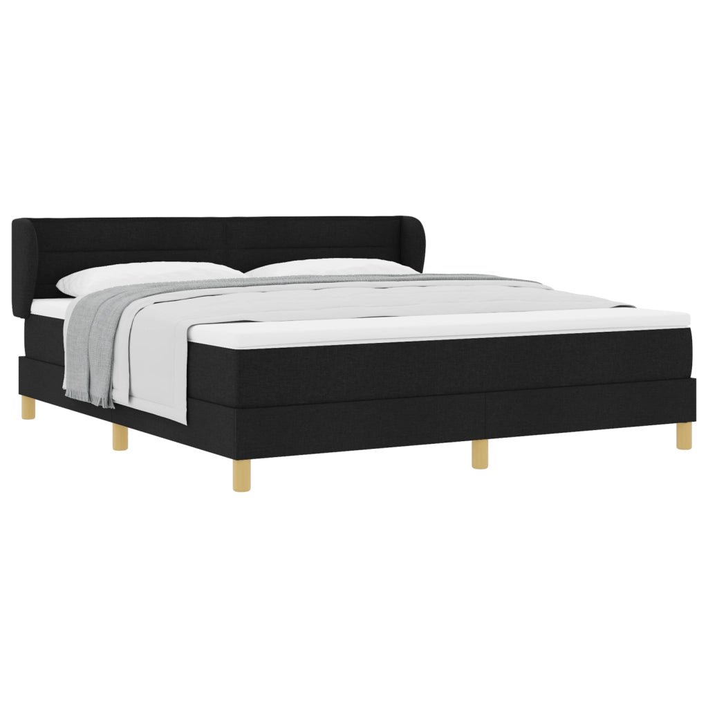 Letto a Rete con Materasso Nero 180x200 cm Tessuto