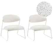 Set di 2 poltrone in tessuto bianco sporco con gambe in metallo senza braccioli Soggiorno moderno