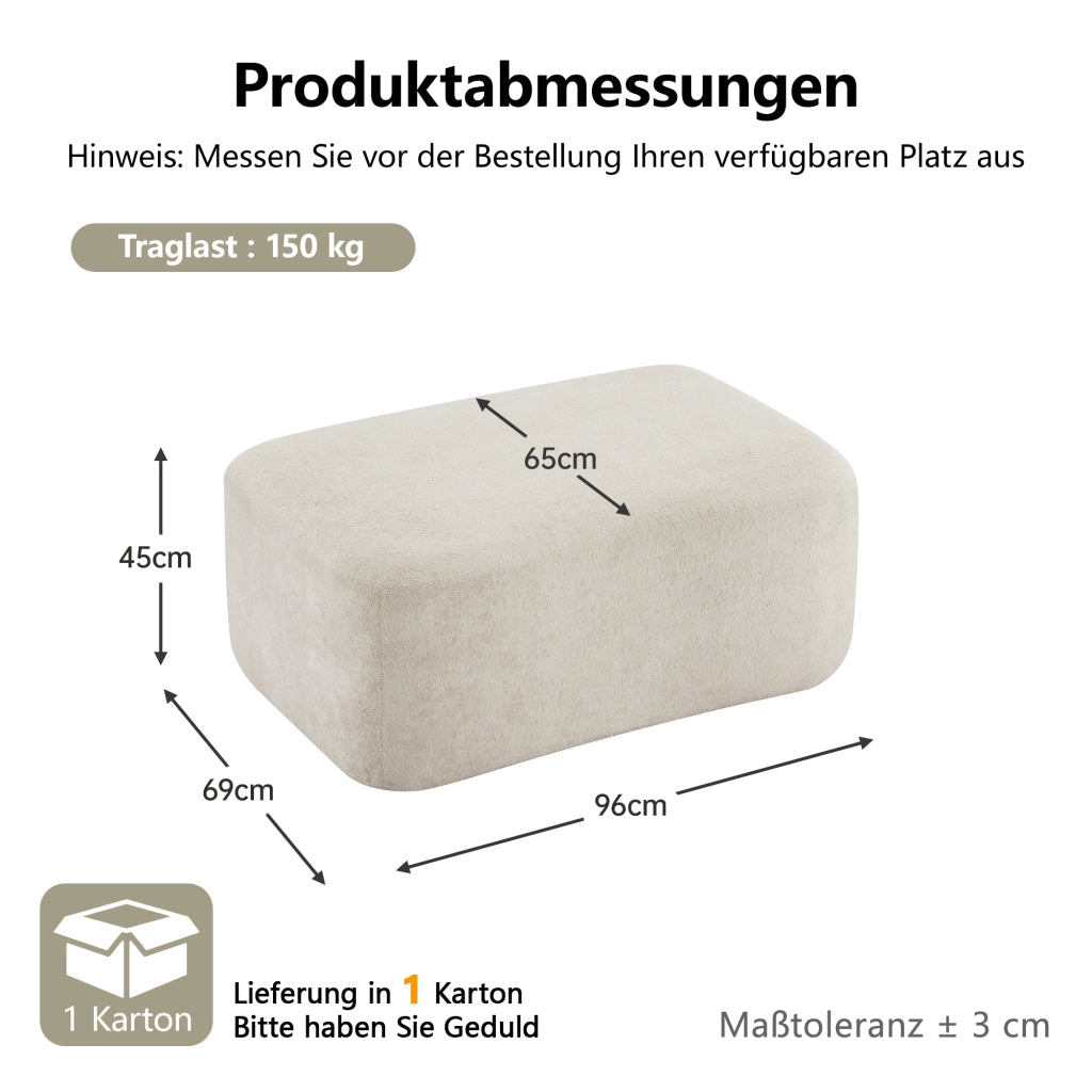 OTTOMANA Modulare 24x24x80 cm in velluto beige