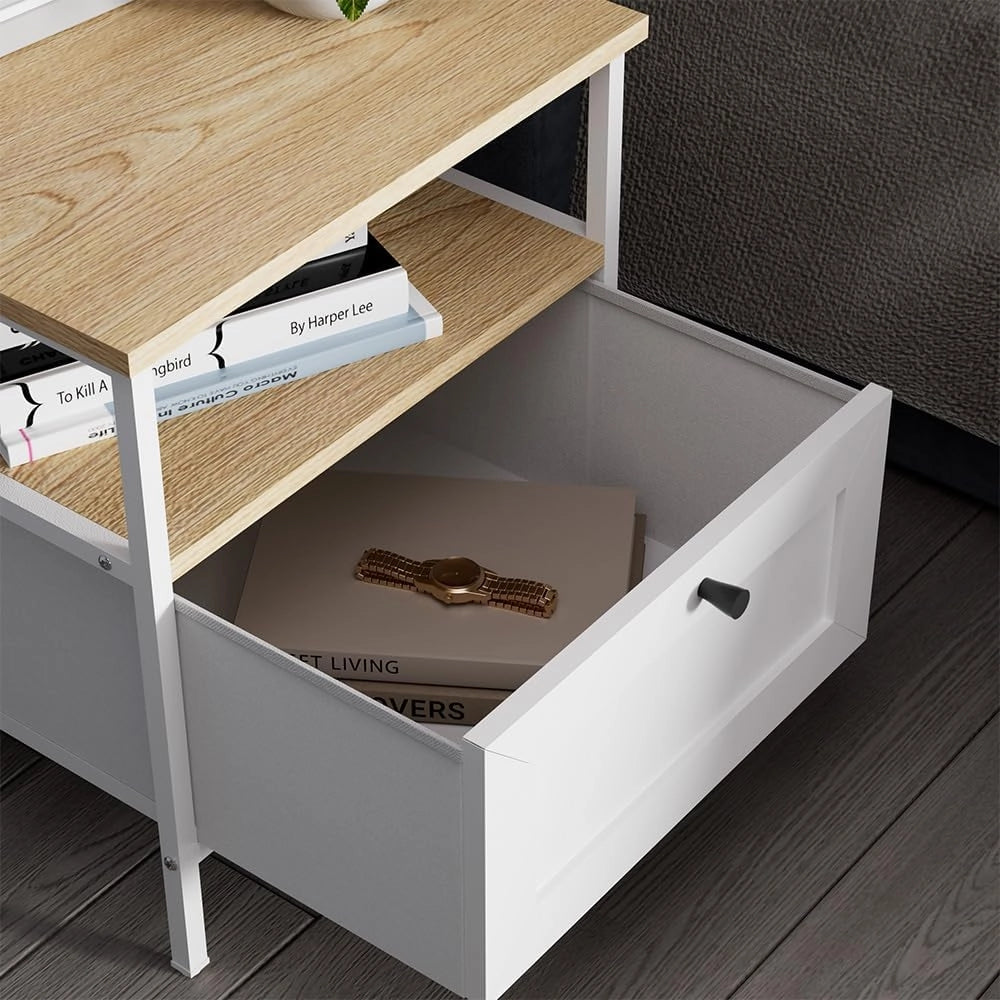 Comodino Lunis, Bianco, 45 x 47 cm Set di 2