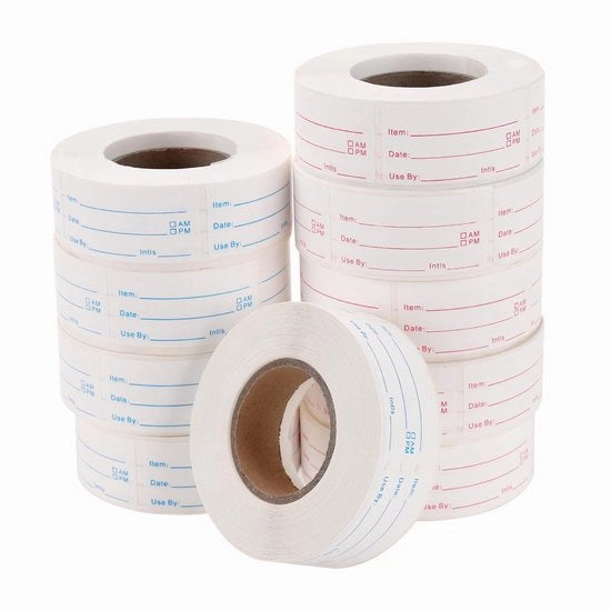Etichette per alimenti solidi 10 rotoli - 5000 pezzi - rimovibili - etichette per congelatore - etichette per contenitori - materiale PVC - 5 x 2,5 cm
