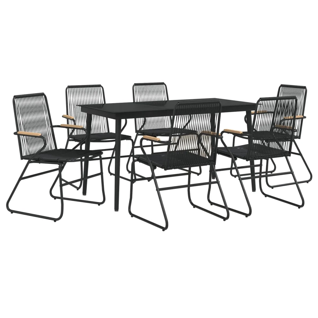 Set da Pranzo da Giardino 7 pz Nero in Rattan PVCcod mxl 97544