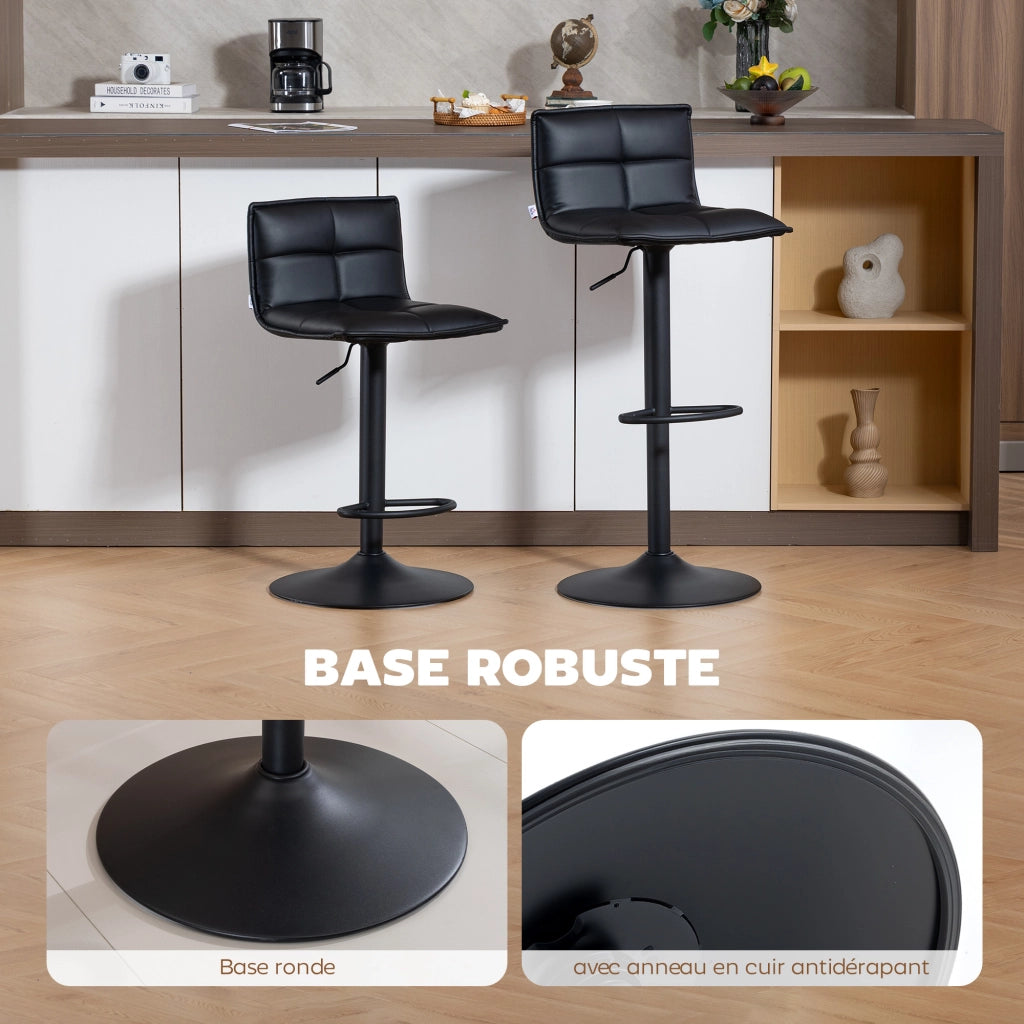 Sgabelli da bar regolabili in altezza con sedile girevole ¨C zephmum ¨C PU nero 44x45x85-106 cm