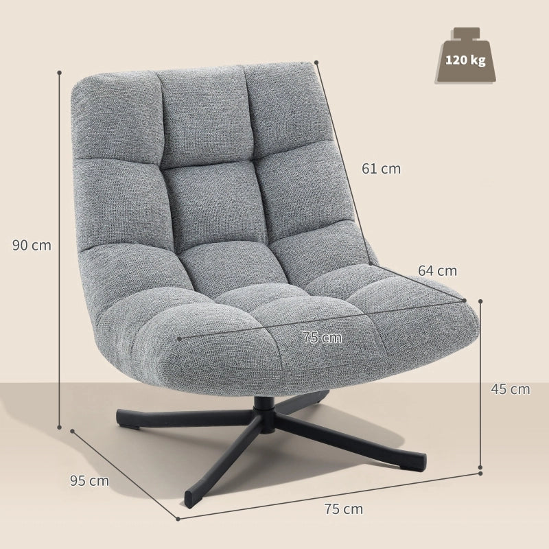 POLTRONA Girevole 76x65x45 cm Grigia in Poliestere