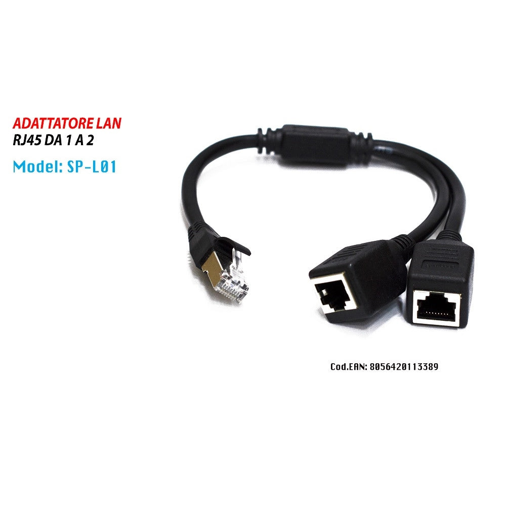 Trade Shop - Cavo Ethernet Rj45 Porta Lan Porta Da 1 A 2 Adattatore Connettore Maxtech Sp-l01 -