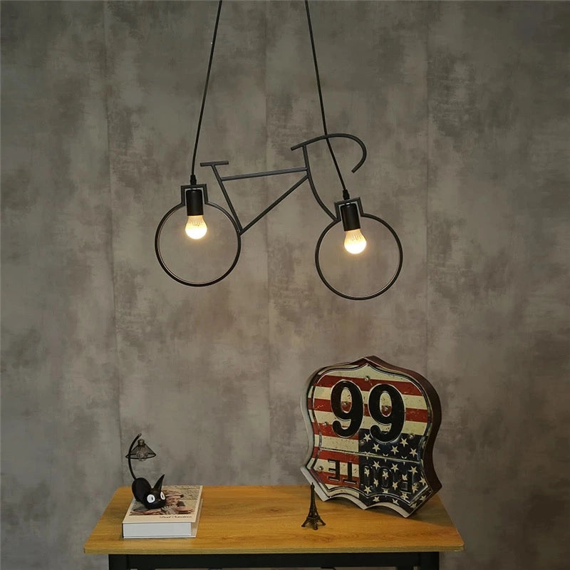 Lampadario a sospensione e27 da soffitto a forma di bicicletta lampada bici
