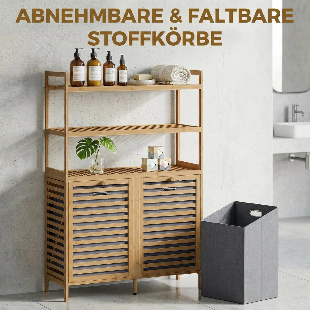 Armadio biancheria con ante ribaltabili e cesti ¨C zephmum ¨C quercia 80x40x180
