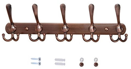 Capocassa pesante - capocassa con 5 ganci a treccia, capocassa in acciaio inossidabile per parete, capocassa con gancio per asciugamano e borsa, capocassa per capocassa con finitura a coperchio.