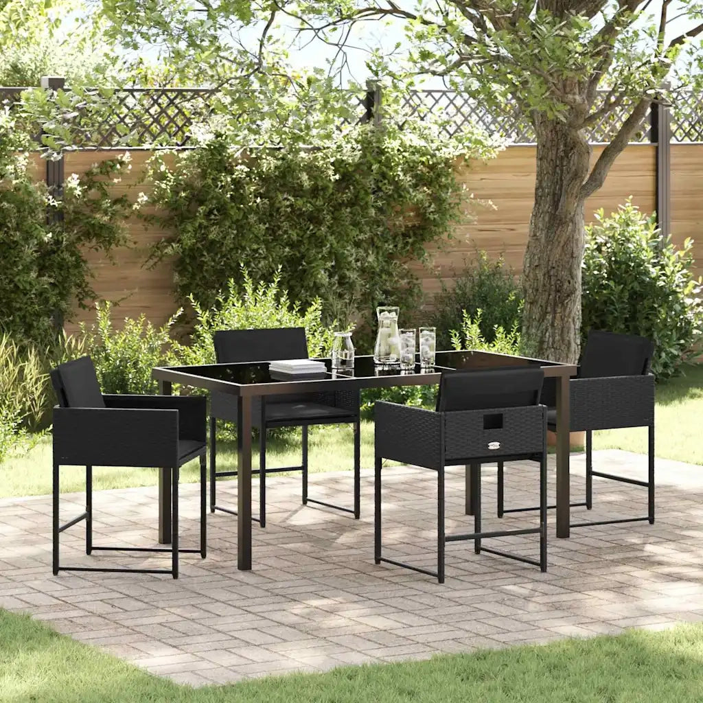 Set da Pranzo per Giardino con cuscino 5 pcs Nero polyrattan 3380010