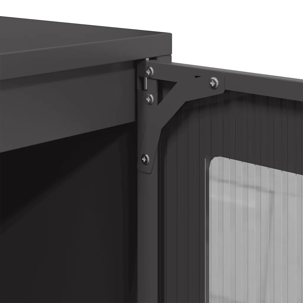Credenza Nera 100,5x39x107 cm in Acciaio Laminato a Freddo
