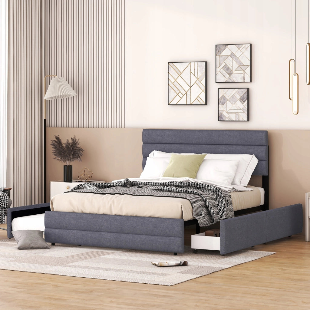 Letto 140x200 - Xylo - Grigio con 2 cassetti