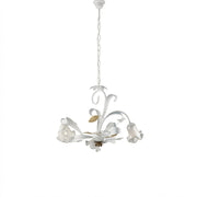 Lampadario Arte Povera Cesto Metallo Bianco E Oro 3 Luci E14
