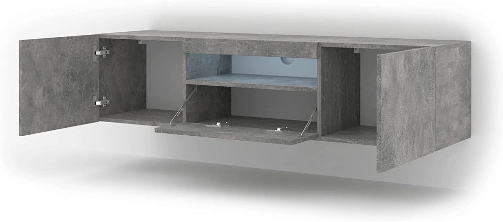 Mobile TV sospeso o a terra Led Incluso 150x42/36x37 Cm STAND AURA cemento