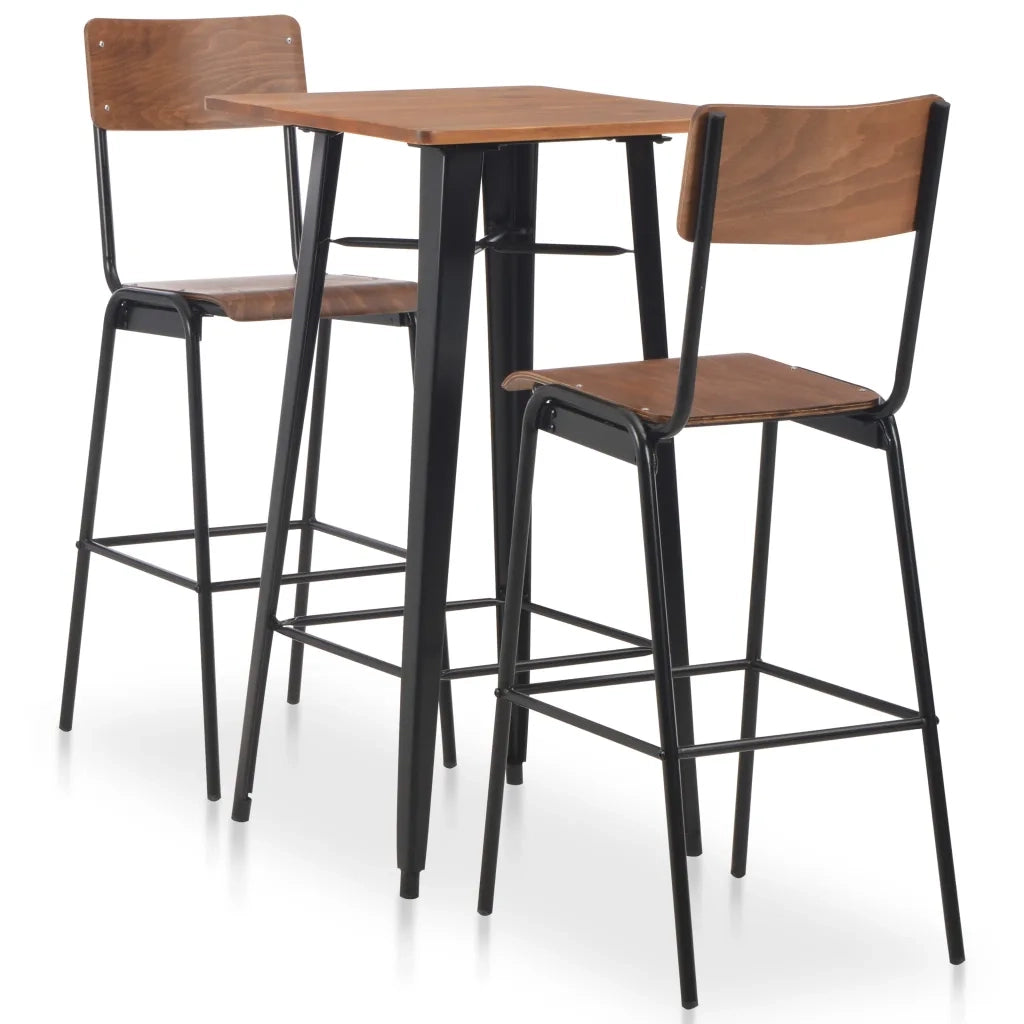 Set da Bar 3 pz in Acciaio Marrone Nero