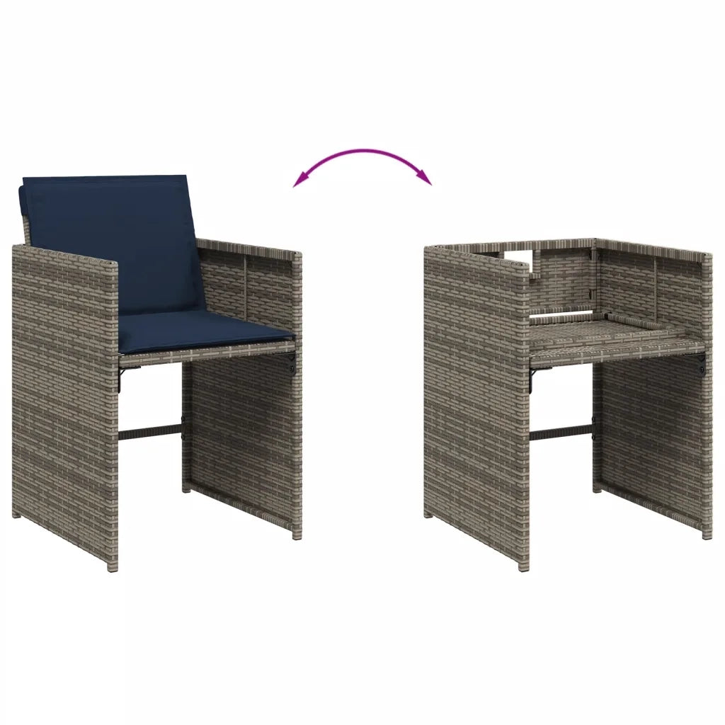 Set da pranzo da giardino da 9 pz con Cuscini in Polyrattan Grigio 3278148