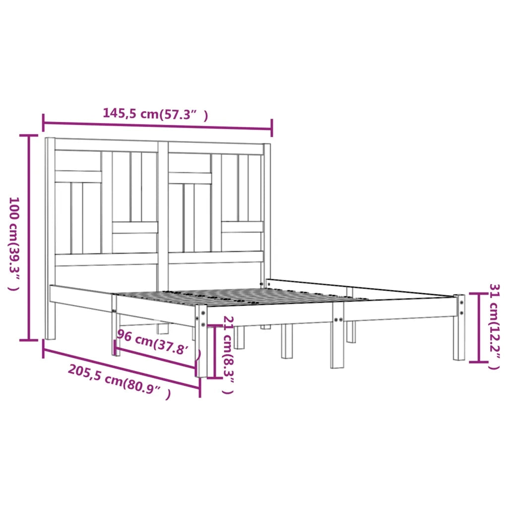 Giroletto senza Materasso 140x200 cm in Legno Massello di Pino 3104543