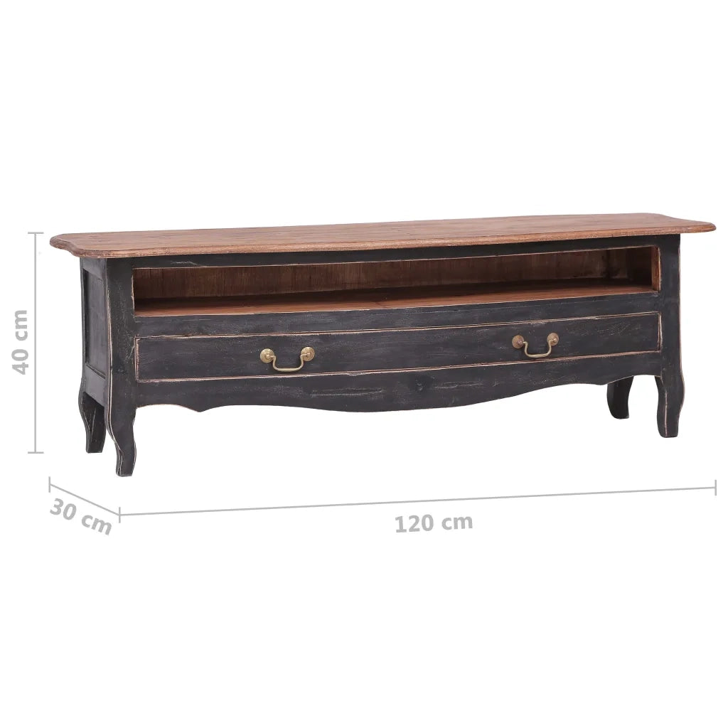 Mobile Porta TV 120x30x40 cm Nero Legno Massello di Mogano 283901