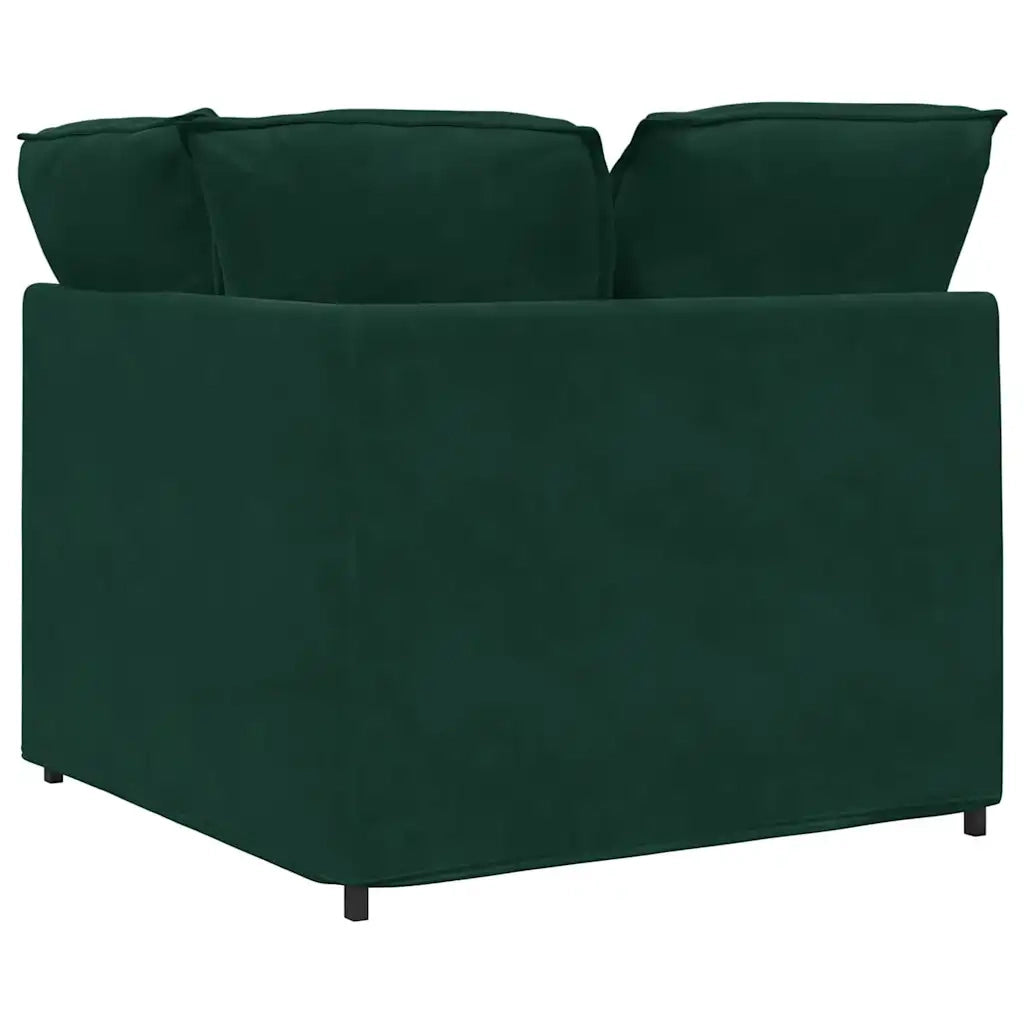 Modulo Angolare Divano Modulare con Cuscini Verde Scuro 100 cm 4104461