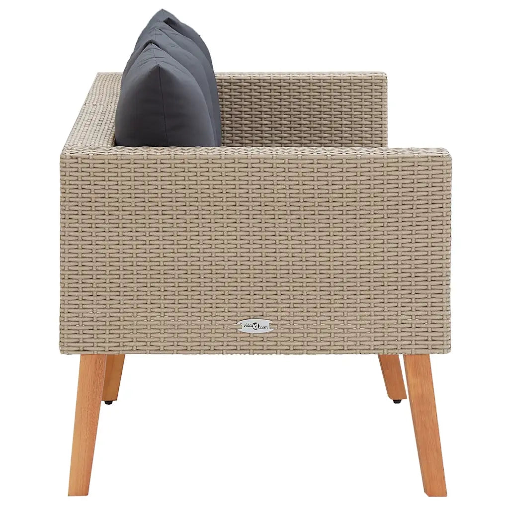 Divano da Giardino a 2 Posti con Cuscini in Polyrattan Beige 310215