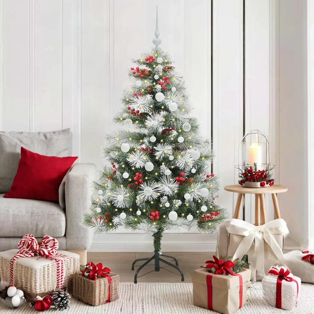 Albero di Natale | Decorazioni natalizie artificiale Verde e bianco 150 cm