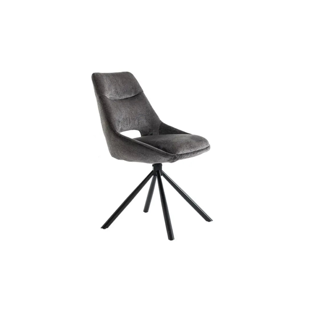 Set di 2 sedie YUMENA – Tessuto grigio – Gambe in metallo – Design compatto – Eleganza sobria e contemporanea