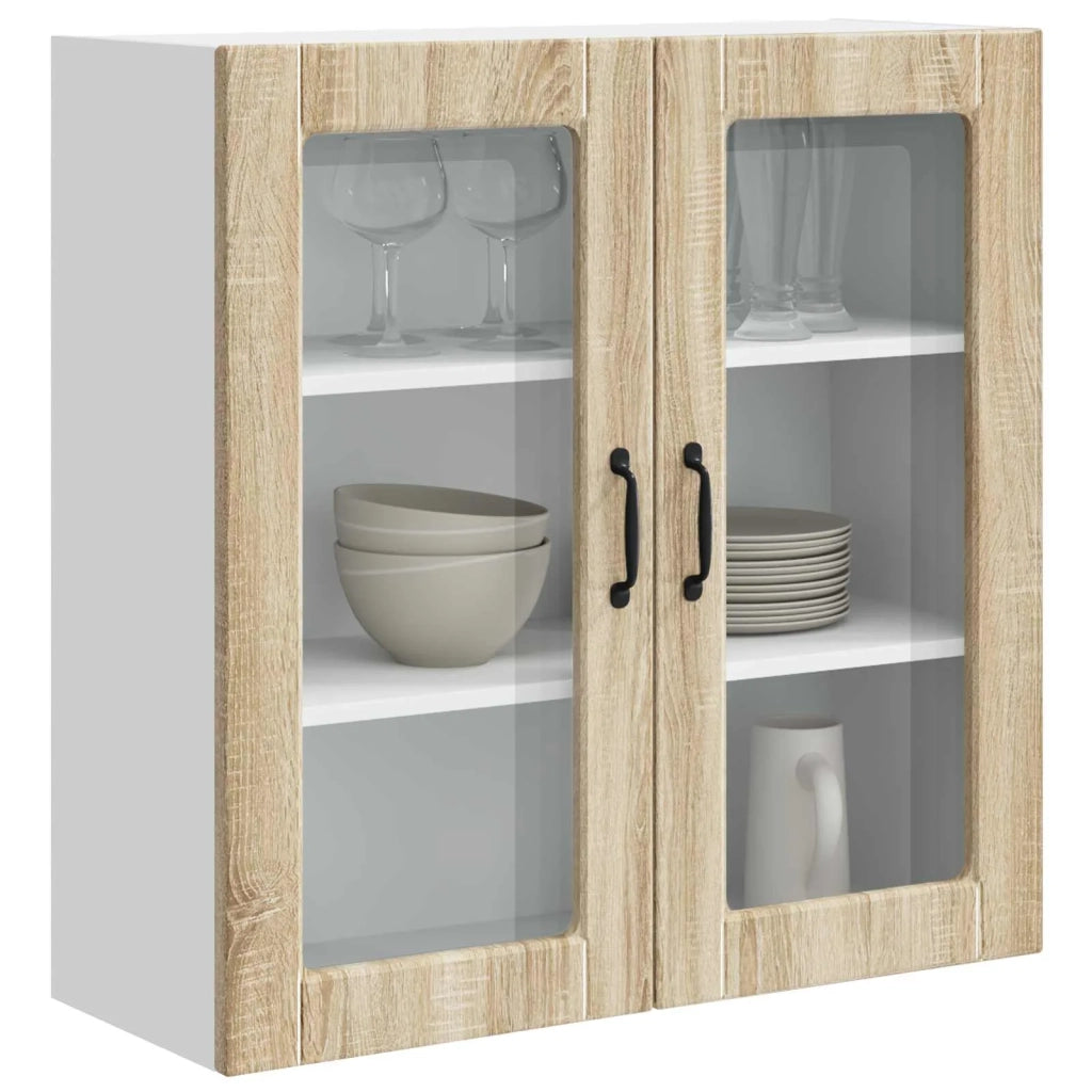 Pensile da cucina | Mobile in vetro da parete PORTO Rovere Sonoma 80 x 31 x 80 cm