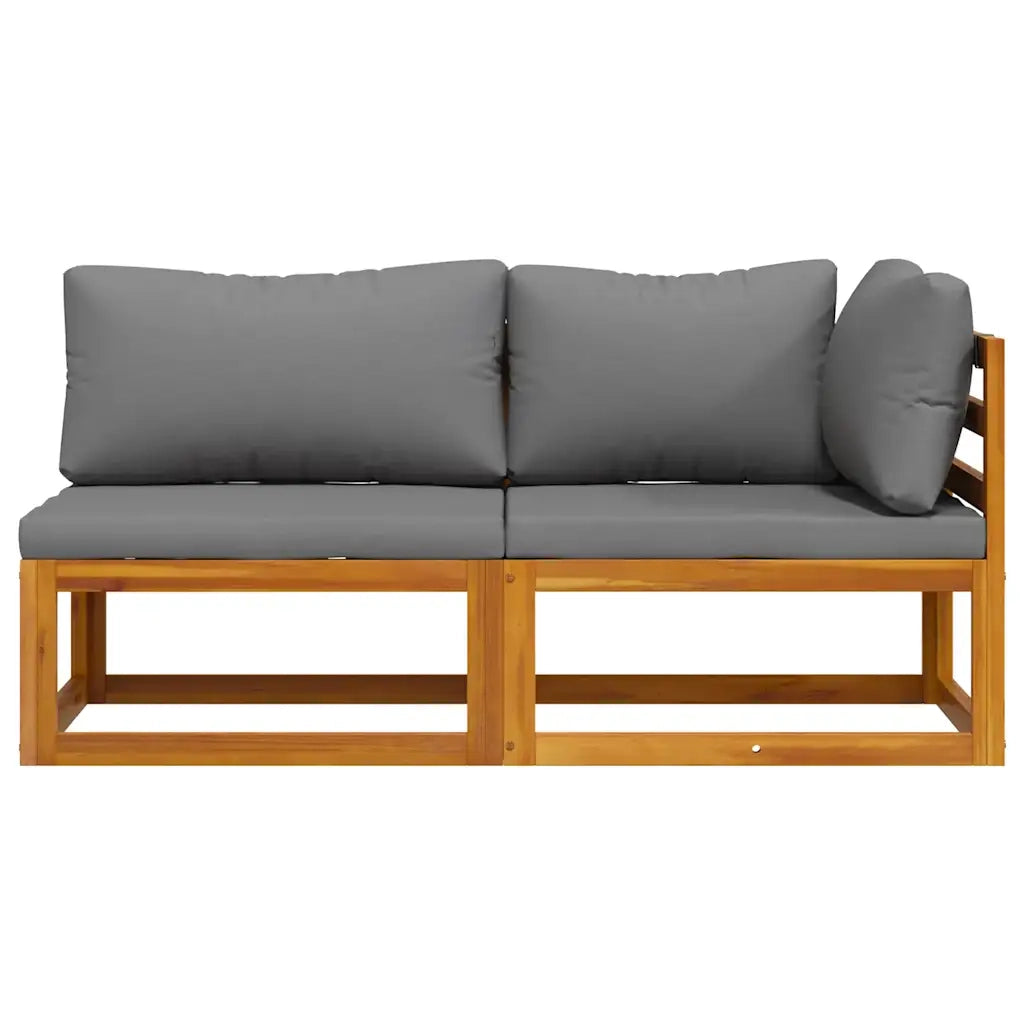 Set Divani da Giardino 2 pz con Cuscini Grigio Scuro in Acacia cod mxl 77448