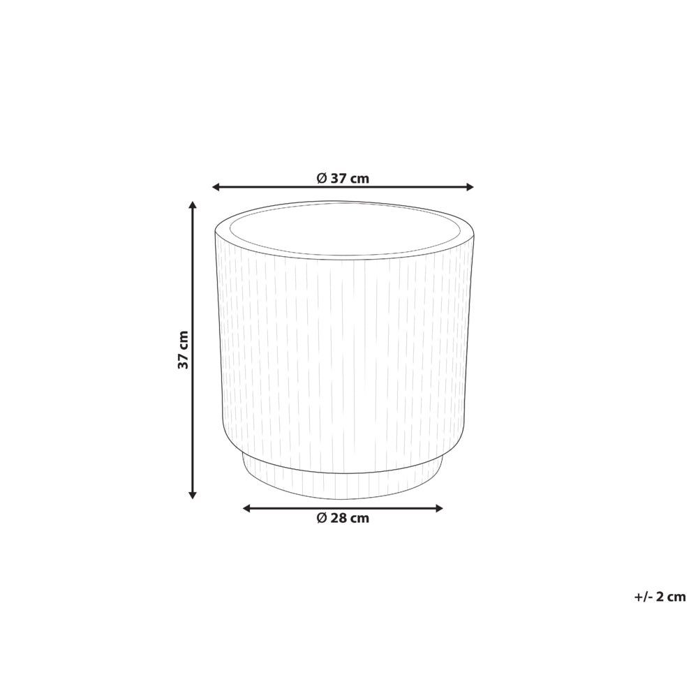 Vaso in argilla Taupe Fibra Vaso per piante da giardino 37 x 37 x 37 cm Foro di drenaggio Finitura verticale a coste Giardino esterno Patio