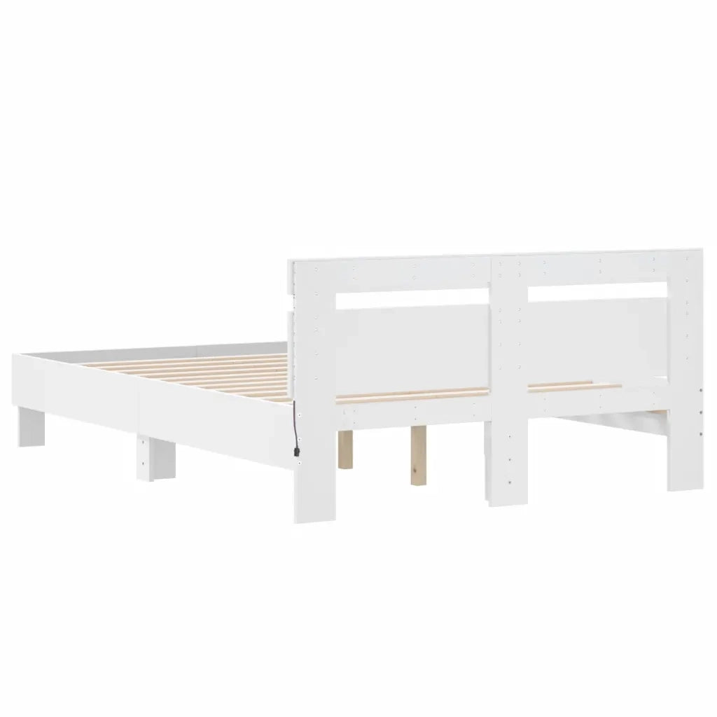 Giroletto con Testiera e LED Bianco 120x190 cm 3207574