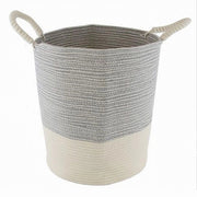 Trade Shop - Cesto Porta Biancheria Oggetti In Corda Intrecciata 35 X 40 Cm Con Manici 10680 -