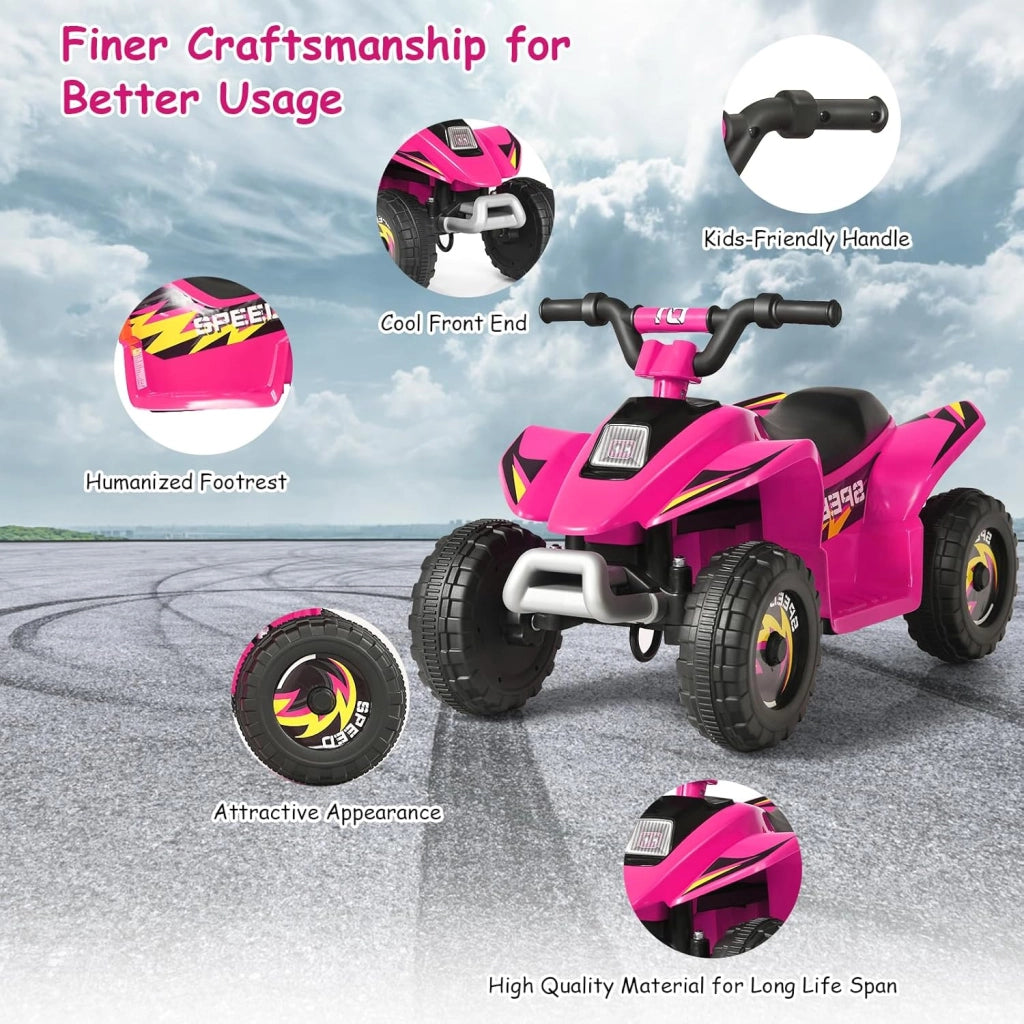 Auto elettrica per bambini, Quad elettrico per bambini ATV 6V, camminata anteriore/posteriore, sedile ergonomico, ruote antiscivolo, caricatore incluso, carico 30 kg, per ragazzi e ragazze 3