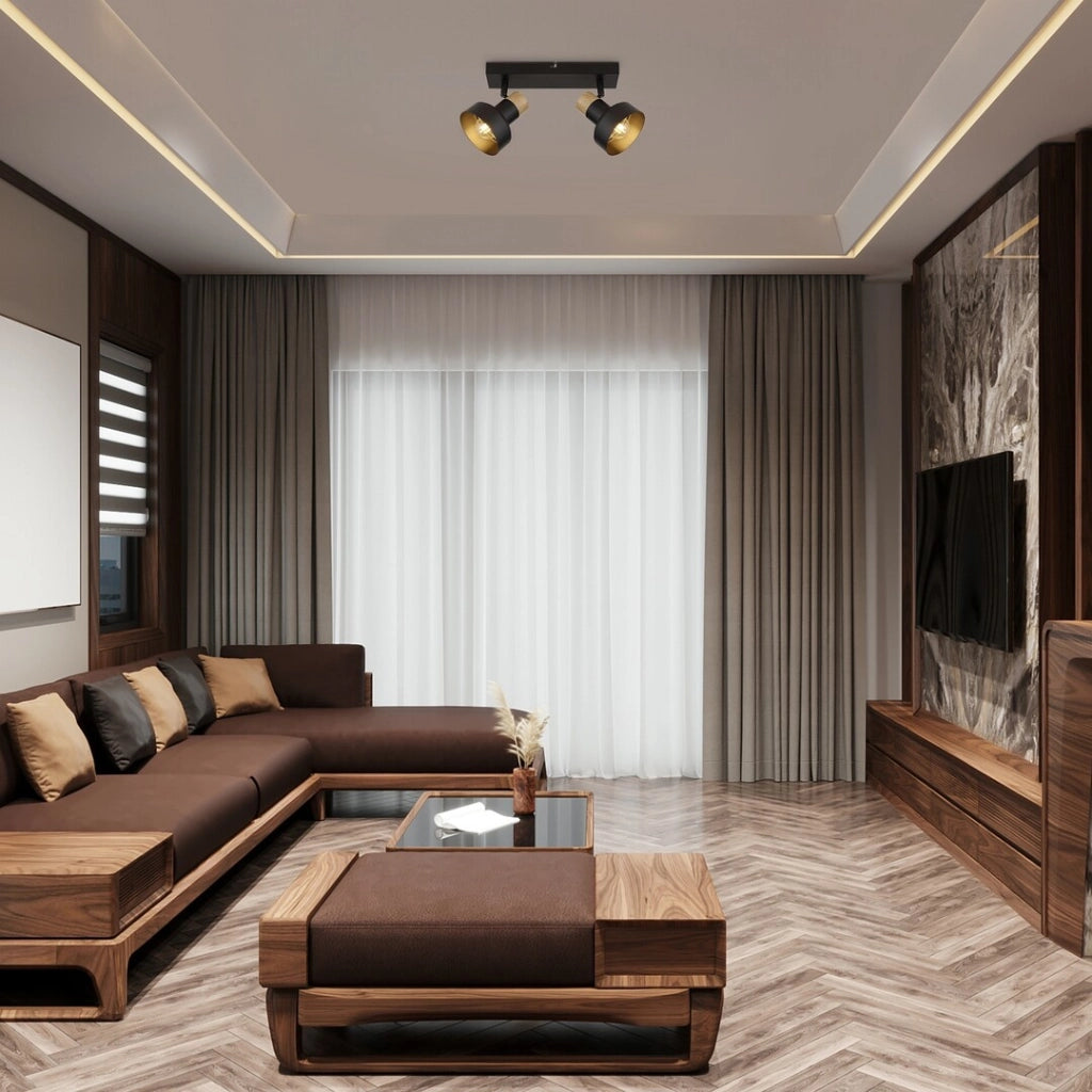 Plafoniera nordica barra nera/rovere 2xE14 orientabile Rabalux